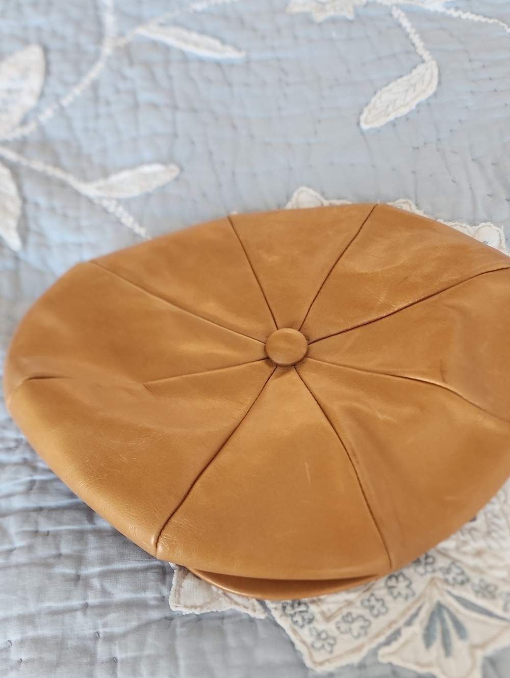 Goorin Bros Tan Leather Newsboy Cap